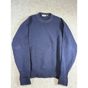 VTG LL Bean Merino Lambs Wool Sweater Mens XL Blue Crewneck Knit Grandpa Preppy